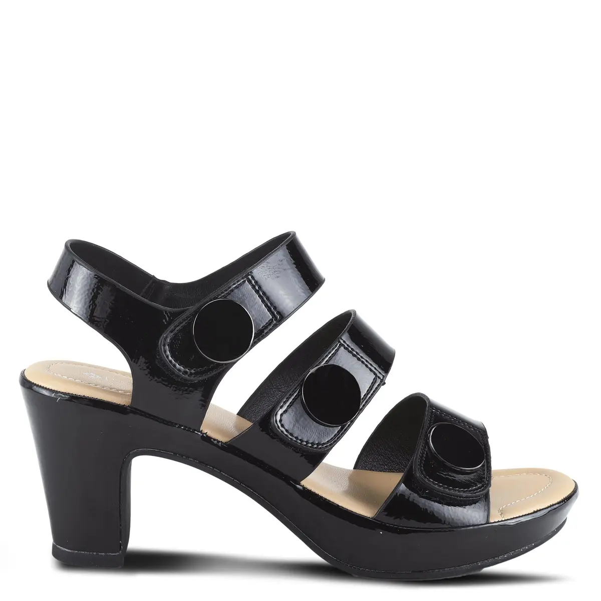 PATRIZIA Triodee Sandals for Women - Casual Platform Slip-On with Adjustable Straps, Black Patent, EU 38 / US 7.5-8 | 3" Heel, 3/4" Platform - view 9