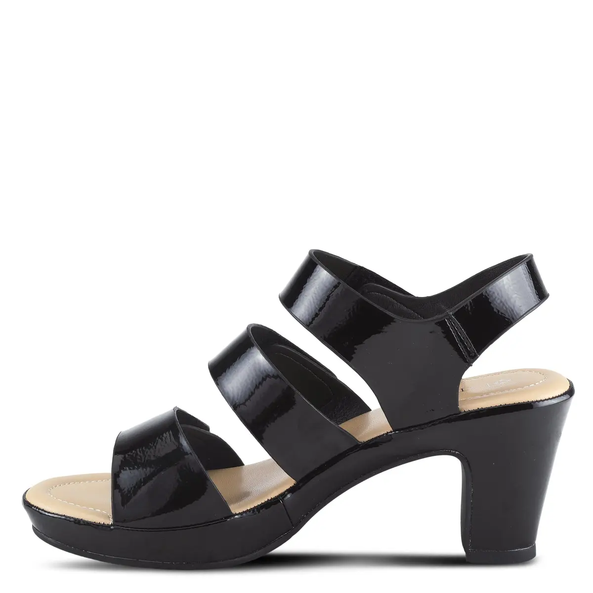 PATRIZIA Triodee Sandals for Women - Casual Platform Slip-On with Adjustable Straps, Black Patent, EU 38 / US 7.5-8 | 3" Heel, 3/4" Platform - view 6