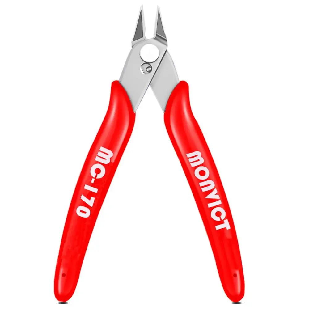 MONVICT 5 Inch Micro Wire Cutters, Flush Cutters with Opening Spring & Ergonomic Handle | Cuts Soft Wire Up to 1.6mm - main product image