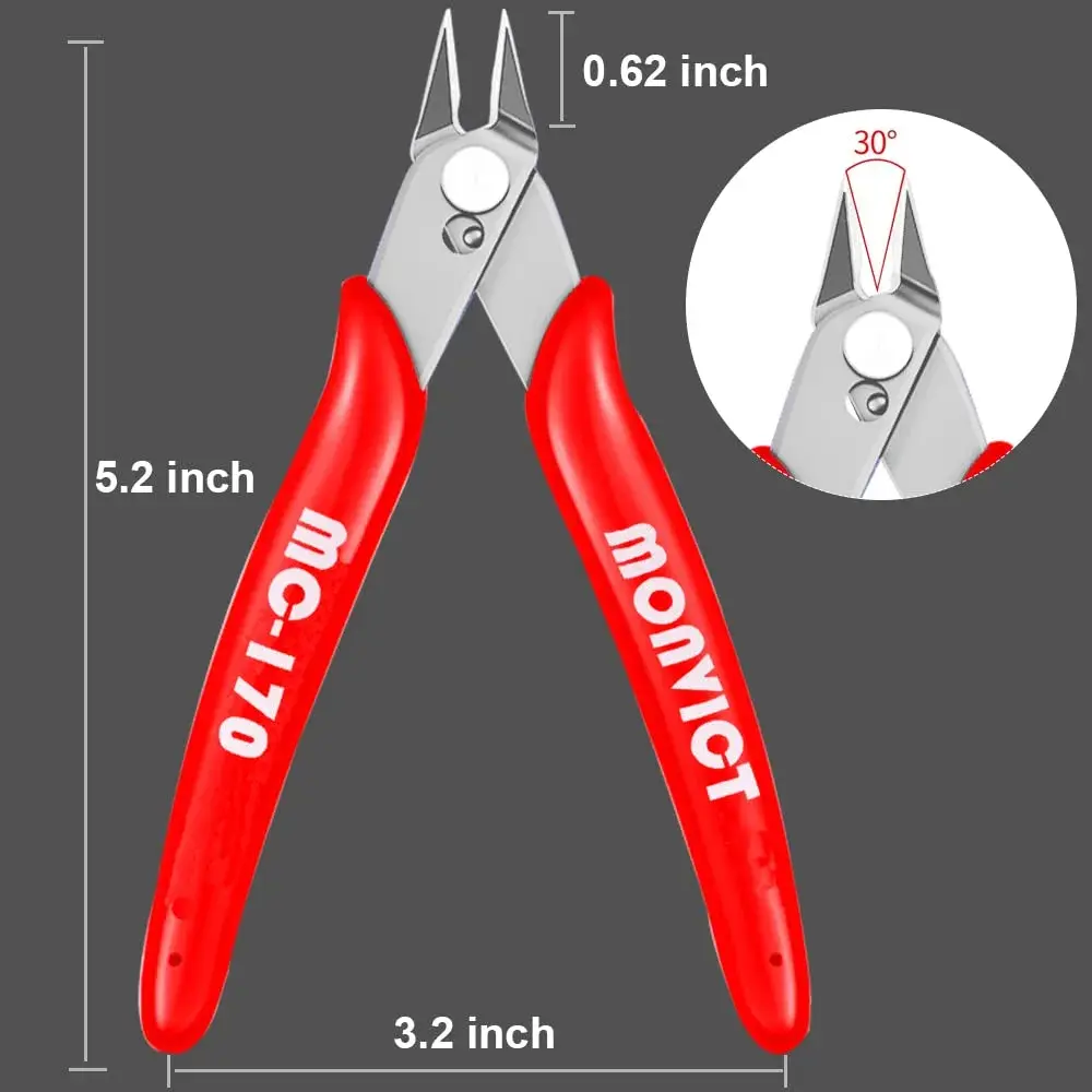 MONVICT 5 Inch Micro Wire Cutters, Flush Cutters with Opening Spring & Ergonomic Handle | Cuts Soft Wire Up to 1.6mm - view 6