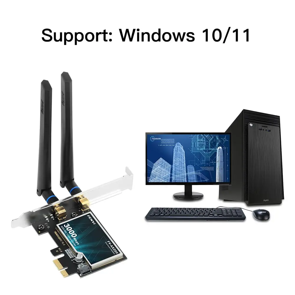 FENVI AX3000 WiFi 6 PCIe Card with Bluetooth 5.2, 3000Mbps Dual Band 802.11ax Network Adapter | MU-MIMO Gigabit WLAN for PC - view 3