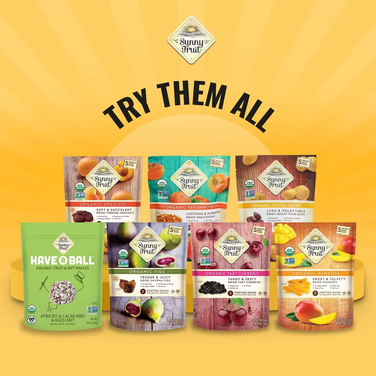Sunny Fruit 100% RAW Fruit & Nut Snacks, Apricot, Cacao Nibs & Hazelnut, 6-Pack (9 Balls Per Bag) | No Sugar Added | Healthy, Convenient, On-the-Go Energy Balls | ORGANIC, VEGAN, GLUTEN-FREE, KOSHER - view 8