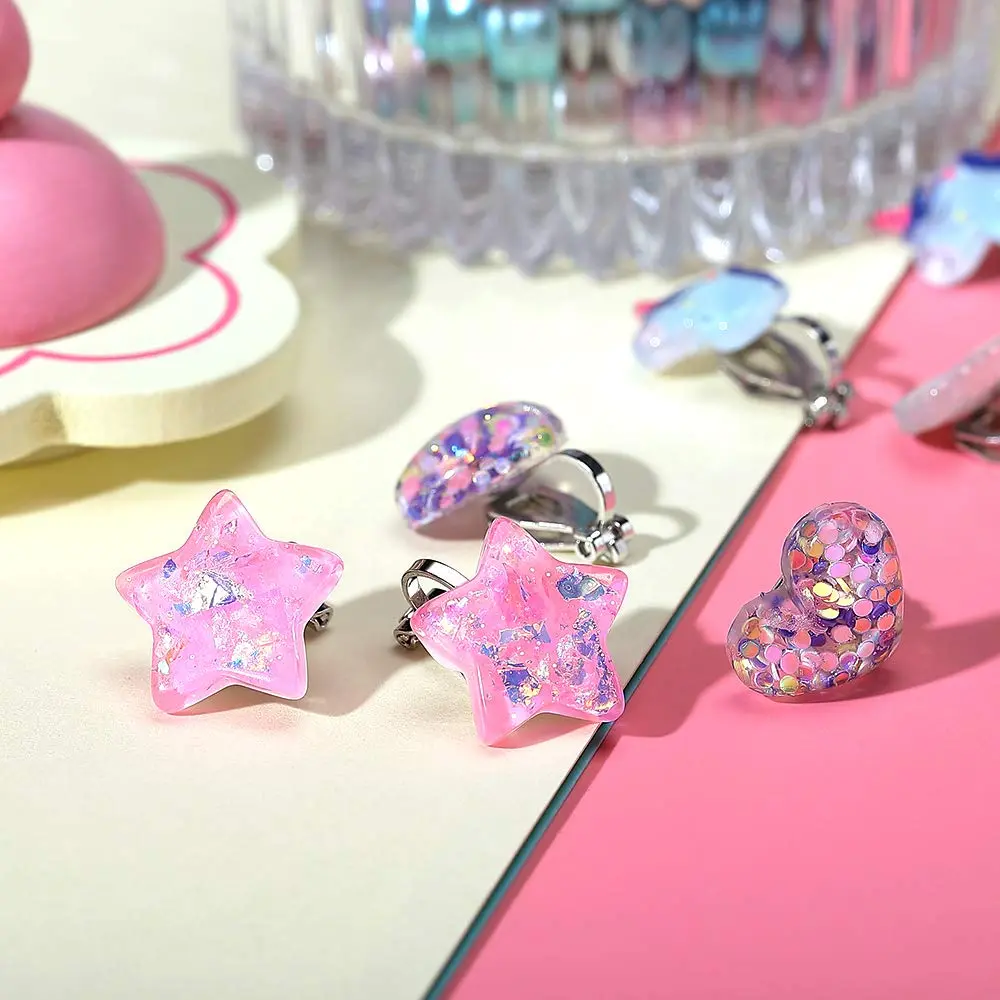 PinkSheep Unicorn Clip On Earrings for Little Girls, 6 Pairs | Non-Pierced, Safe & Durable - view 3