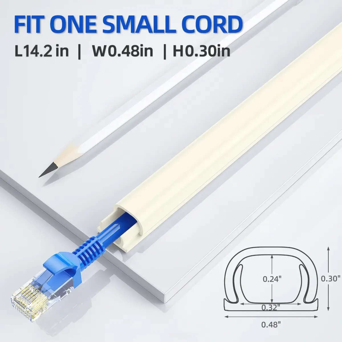 Delamu Beige Mini Cord Hider Raceway 3.6m (11.8ft) | Paintable Cable Cover for Single Wire - view 2