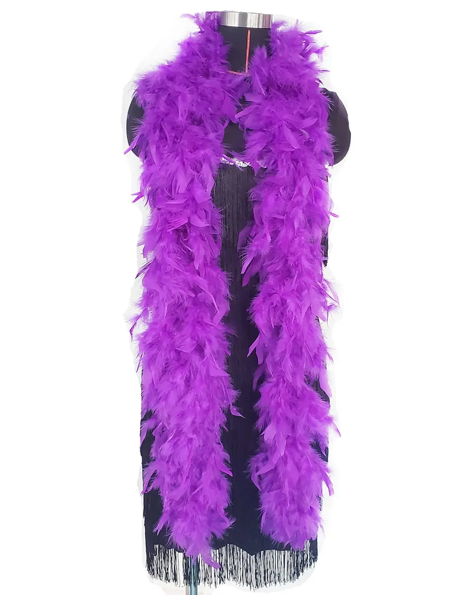 Happy Feather 80g Chandelle Feather Boa for DIY Craft, Party, Halloween | 70.9-inch Purple - main product image