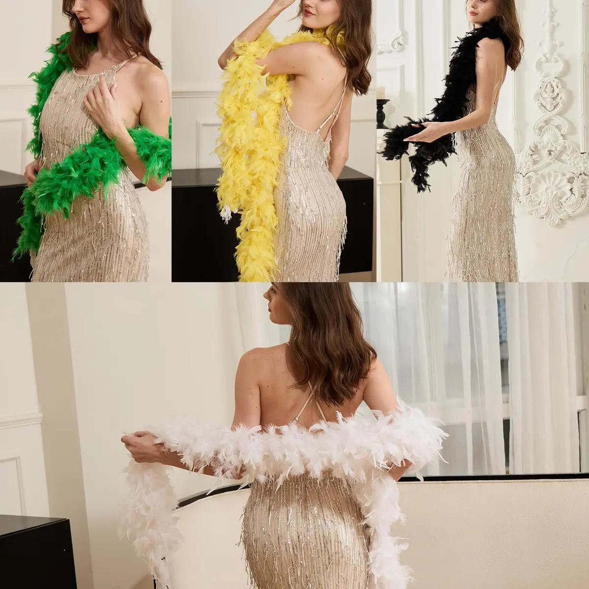Happy Feather 80g Chandelle Feather Boa for DIY Craft, Party, Halloween | 70.9-inch Purple - view 6