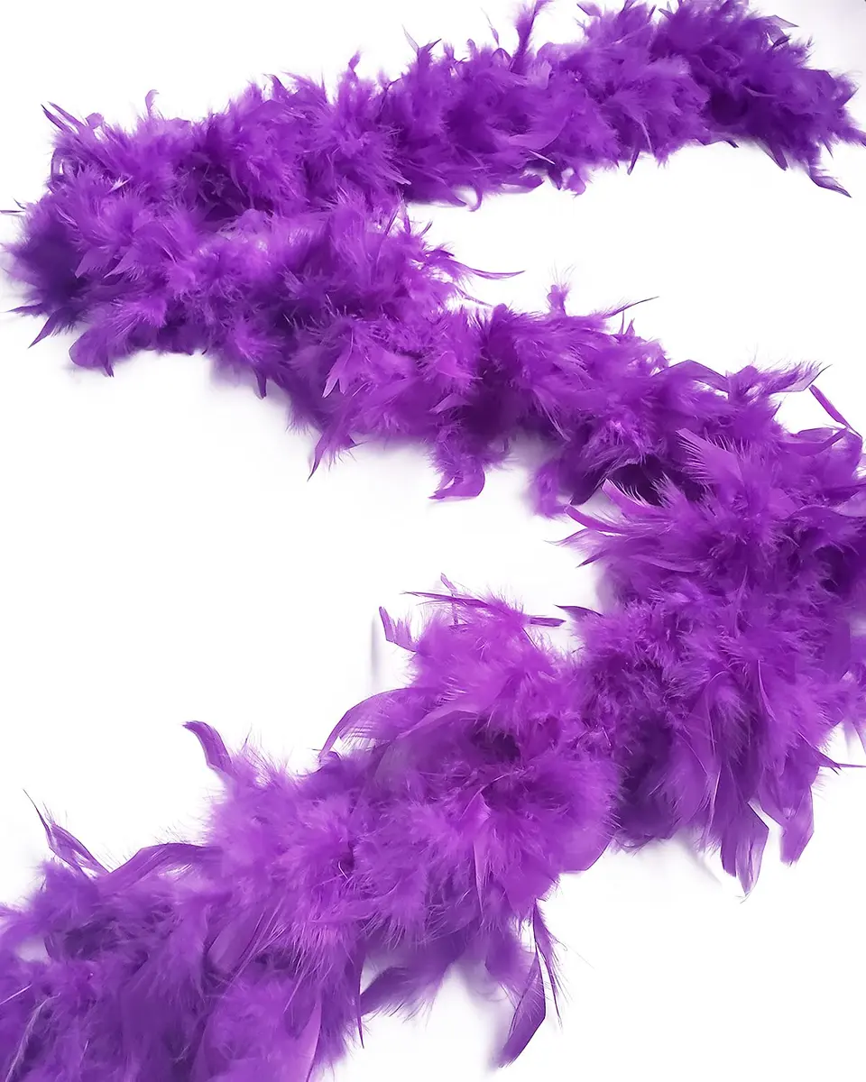 Happy Feather 80g Chandelle Feather Boa for DIY Craft, Party, Halloween | 70.9-inch Purple - view 3