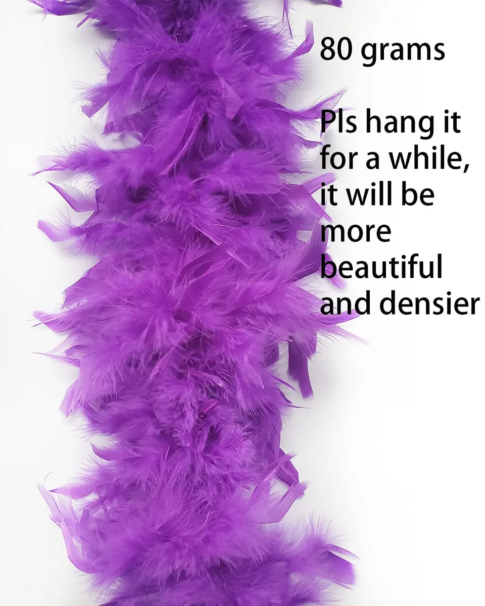 Happy Feather 80g Chandelle Feather Boa for DIY Craft, Party, Halloween | 70.9-inch Purple - view 4