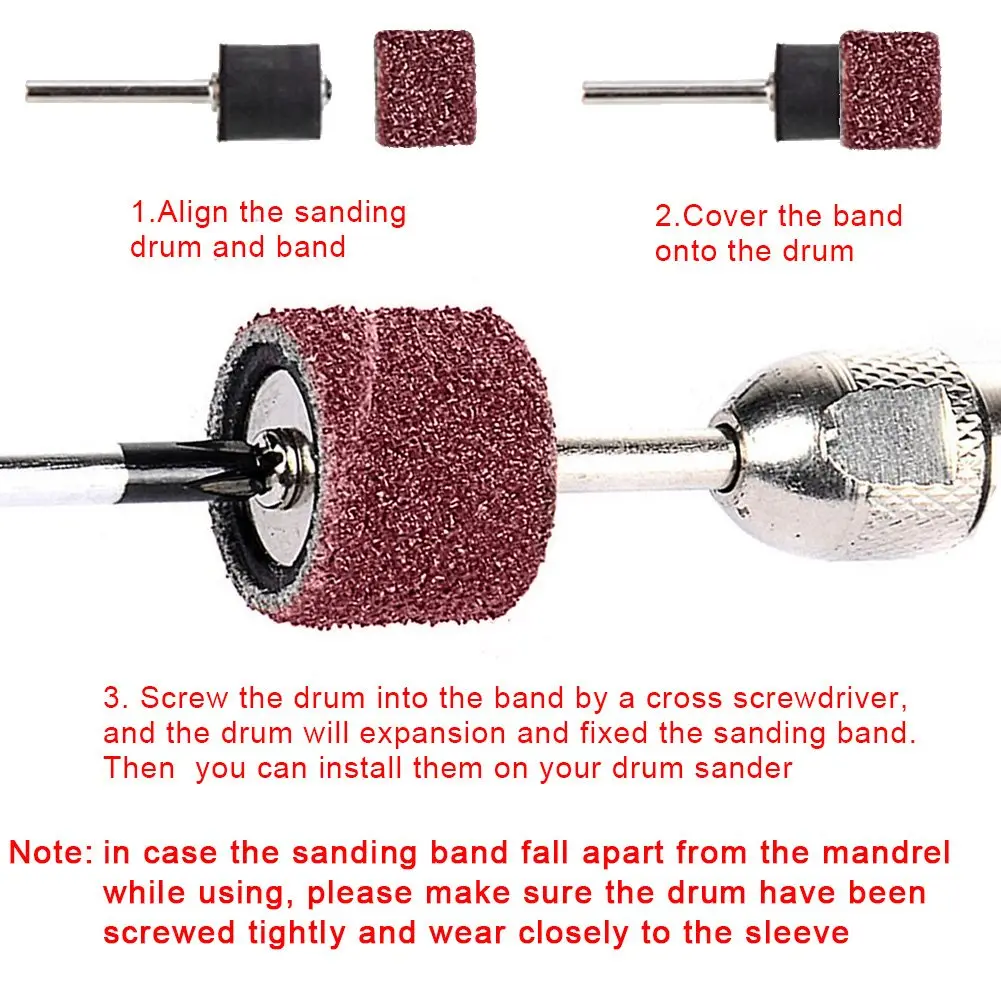 AUSTOR 531 Pcs Sanding Drum Set with Mandrels & Chucks | Aluminum Oxide Grit 80-600 - view 3