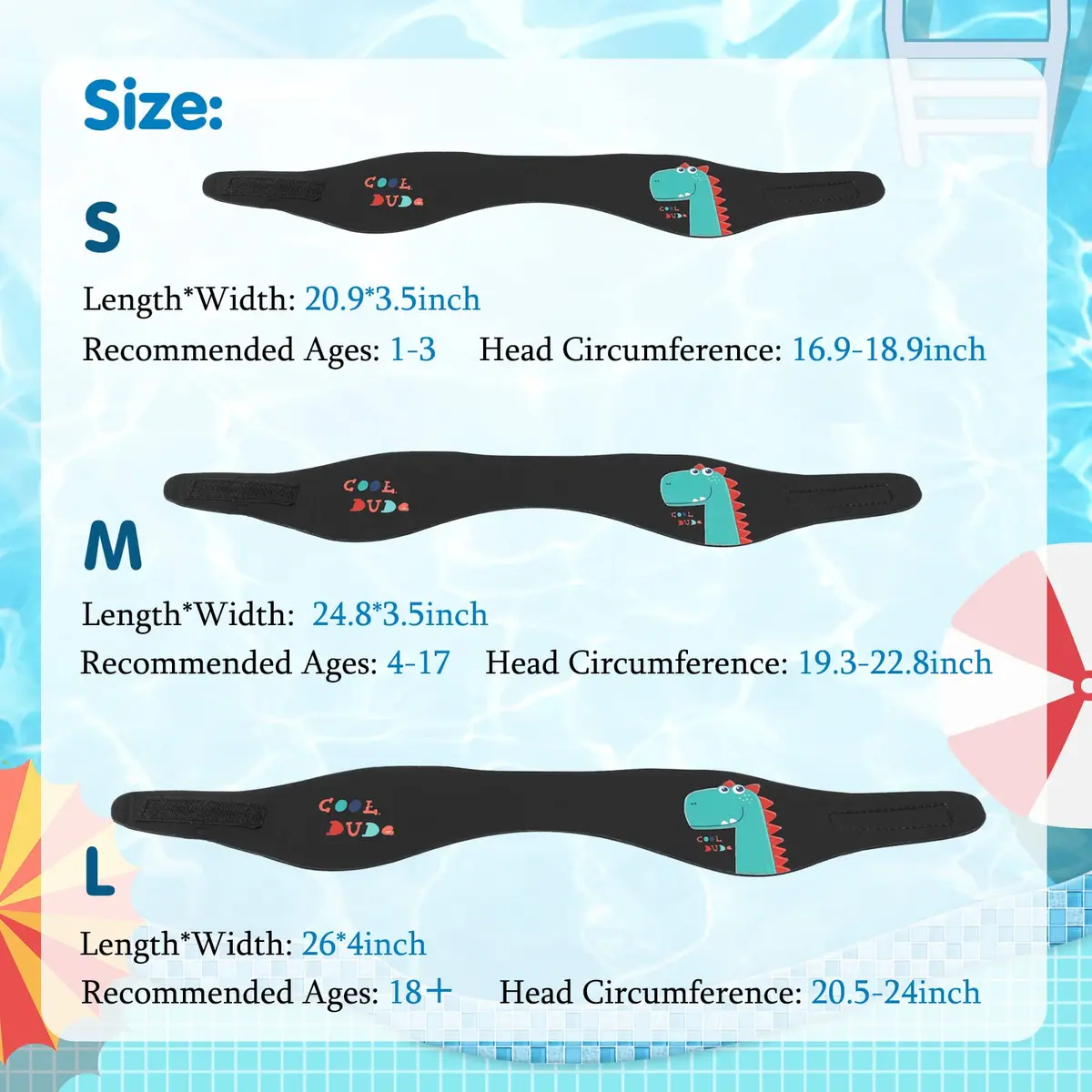 HeySplash Kids Swim Headband, Neoprene Ear Protection Band Keep Water Out for 4-9 Years - view 6