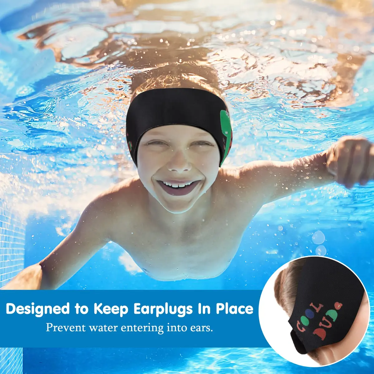 HeySplash Kids Swim Headband, Neoprene Ear Protection Band Keep Water Out for 4-9 Years - view 3