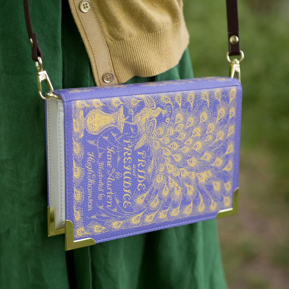 Well Read Crossbody Purse for Book Lovers, Purple, Small | Pride and Prejudice Book Cover - view 3