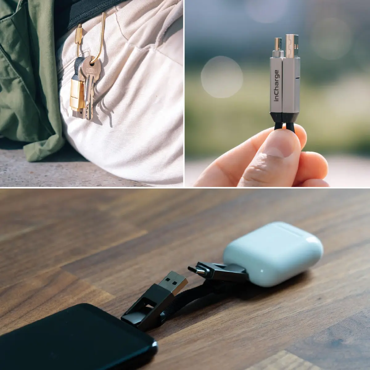 Rolling Square inCharge 6 Keychain USB C Charger Cable, Lightning & Micro-USB, 15cm (0.5ft) | Universal 6-in-1 Charging Cable - view 3