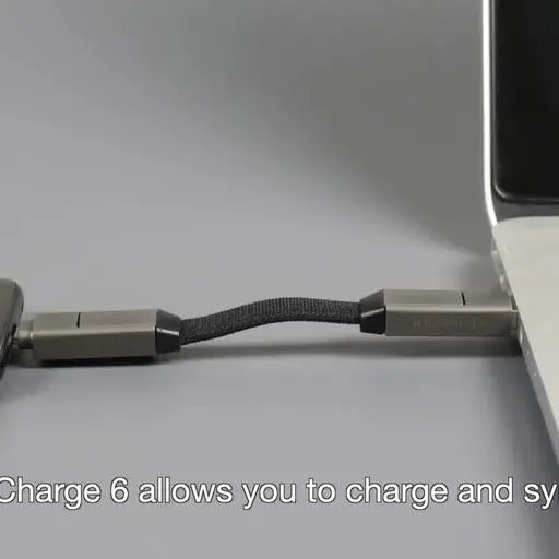 Rolling Square inCharge 6 Keychain USB C Charger Cable, Lightning & Micro-USB, 15W, Gold - view 7