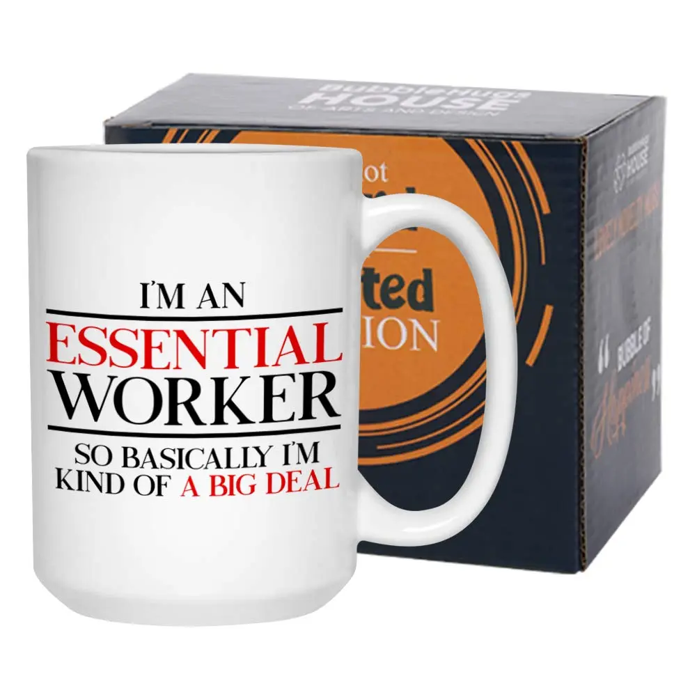 Bubble Hugs Essential Worker Coffee Mug 15 oz | Funny Big Deal Key Worker Gift - main product image