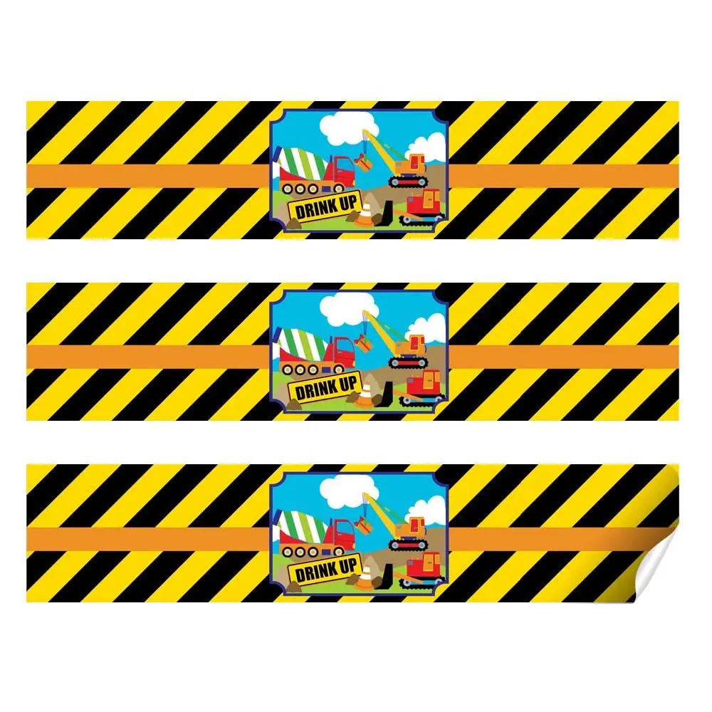 Amanda Creation Waterproof Water Bottle Sticker Wrappers 20 1.75" x 8.5" | Construction Site Party Zone Labels - view 2