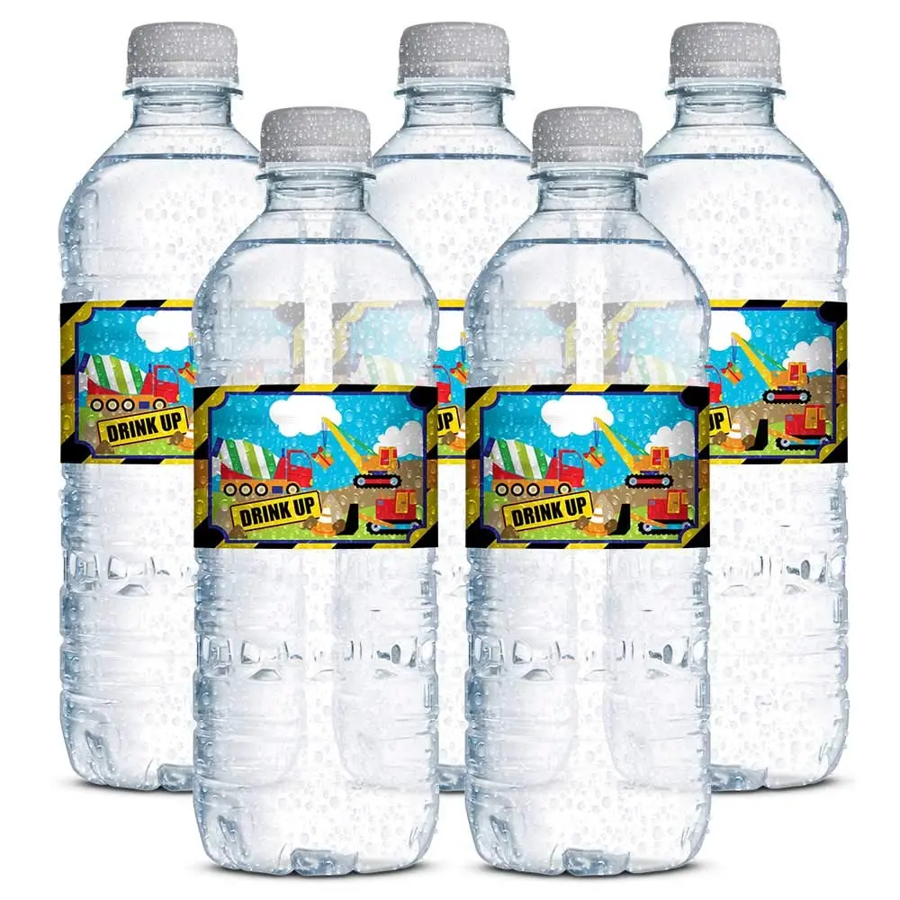 Amanda Creation Waterproof Water Bottle Sticker Wrappers 20 1.75" x 8.5" | Construction Site Party Zone Labels - view 3