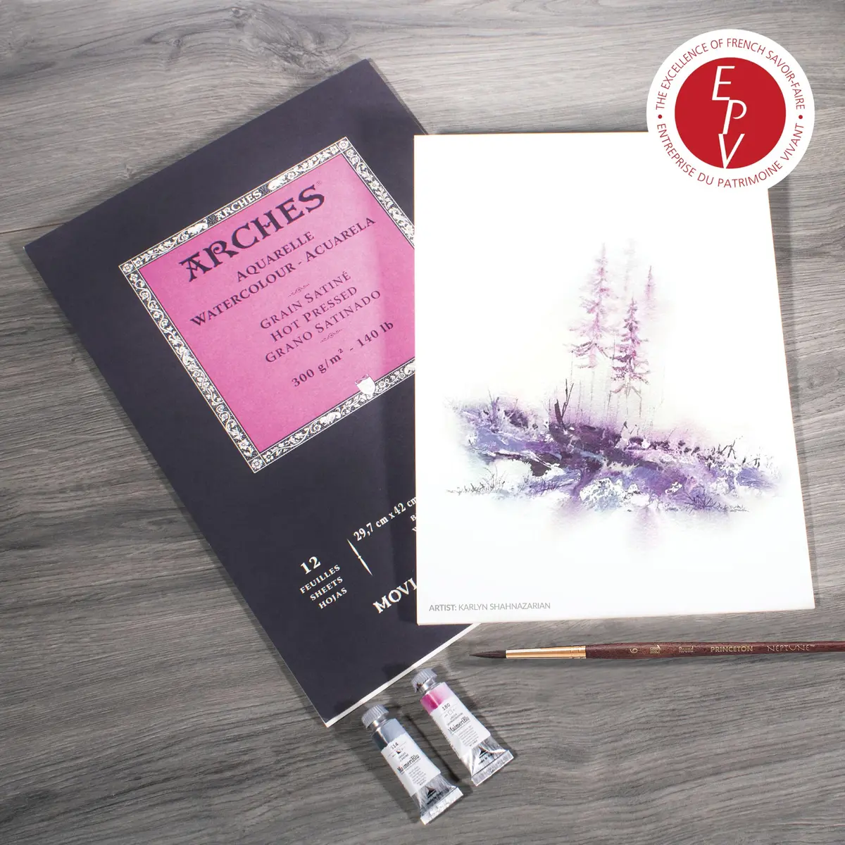 Arches Aquarelle Watercolor Pad, Hot Pressed, 300gsm (140lb) 23x30cm (9x12 inch) | 100% Cotton Paper - view 6