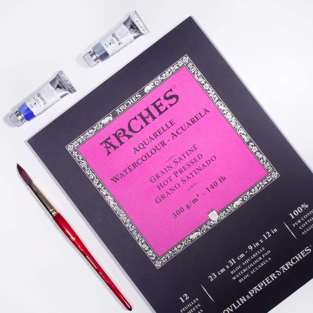 Arches Aquarelle Watercolor Pad, Hot Pressed, 300gsm (140lb) 23x30cm (9x12 inch) | 100% Cotton Paper - view 2