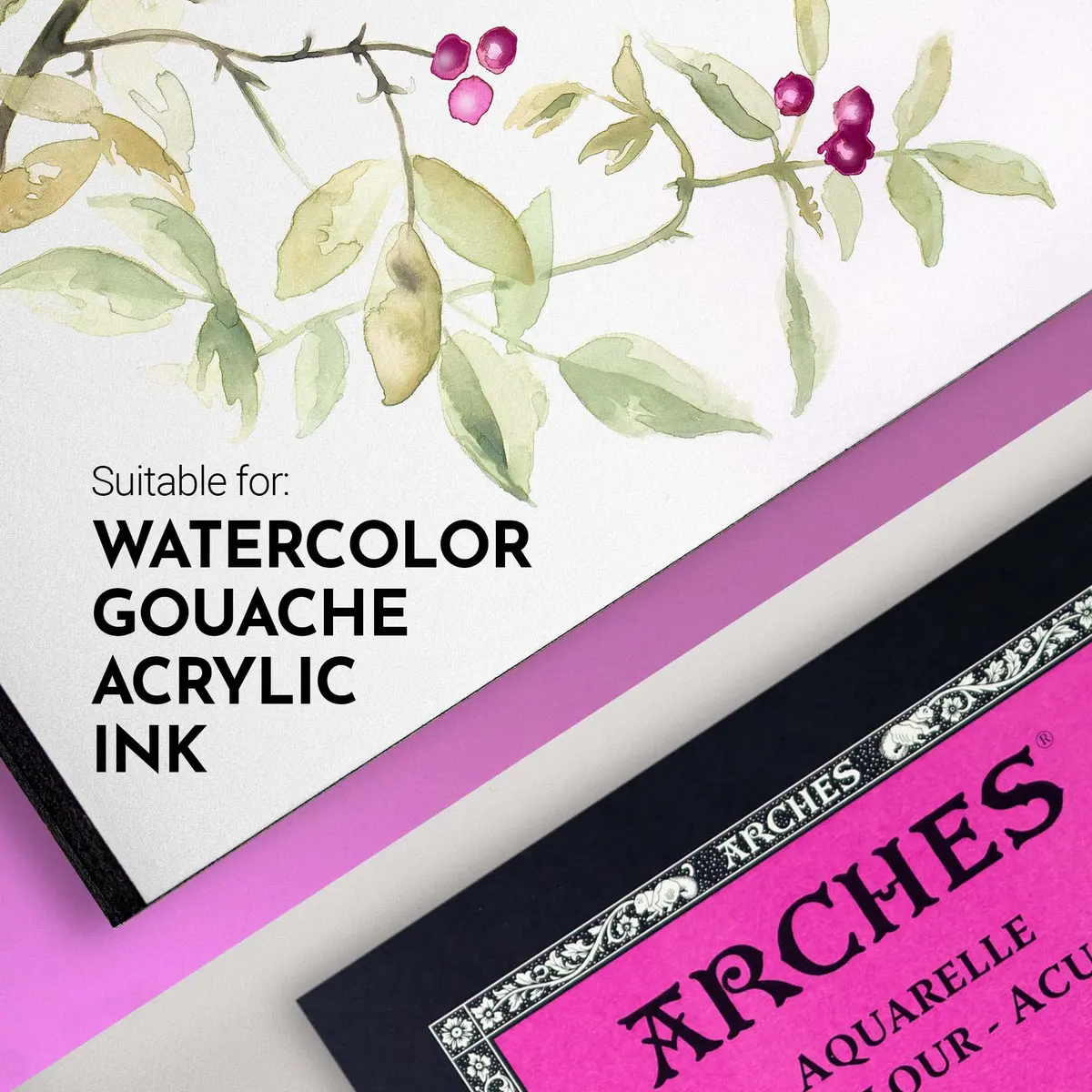 Arches Aquarelle Watercolor Pad, Hot Pressed, 300gsm (140lb) 23x30cm (9x12 inch) | 100% Cotton Paper - view 3