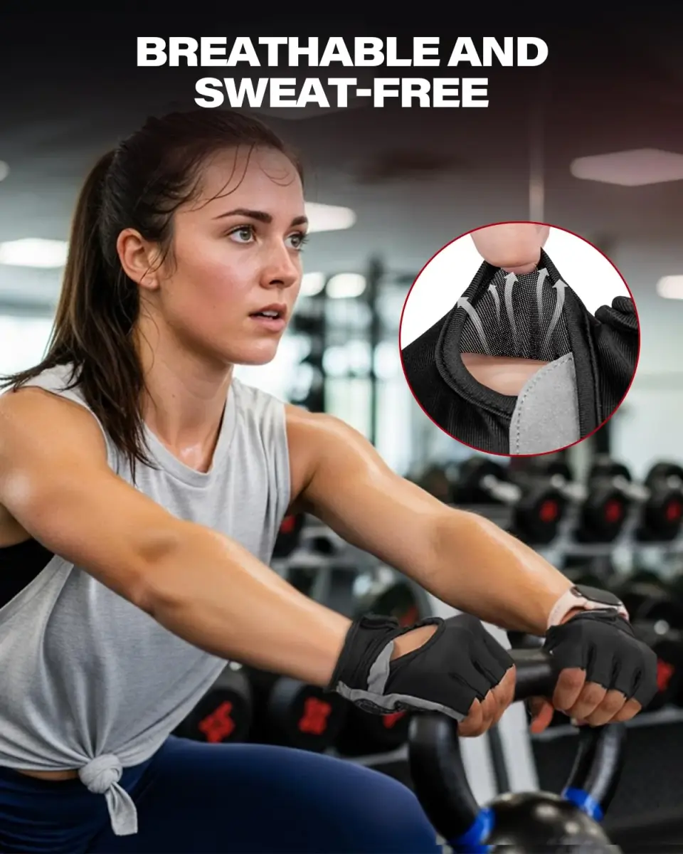 VINSGUIR Workout Gloves for Men and Women, Weight Lifting Gloves with Excellent Grip, Lightweight Gym Gloves for Weightlifting, Cycling, Exercise, Crosstraining, Pull ups, Fitness, Climbing and Rowing (Medium, Black) - view 6
