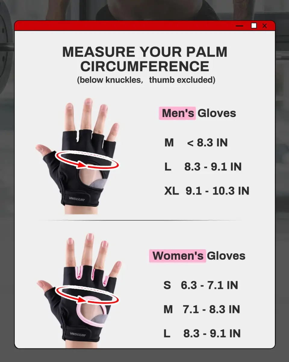 VINSGUIR Workout Gloves for Men and Women, Weight Lifting Gloves with Excellent Grip, Lightweight Gym Gloves for Weightlifting, Cycling, Exercise, Crosstraining, Pull ups, Fitness, Climbing and Rowing (Medium, Black) - view 9