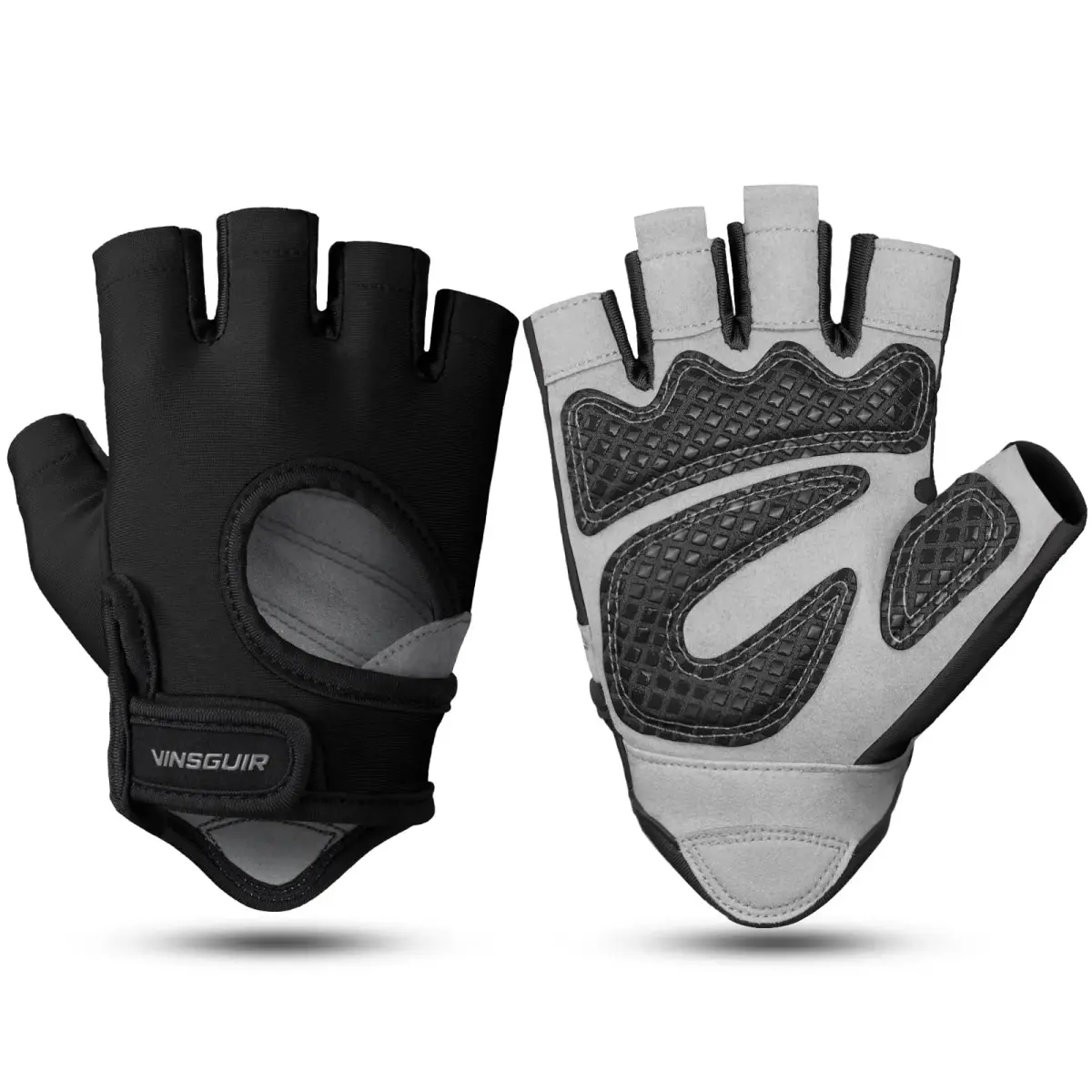 VINSGUIR Workout Gloves for Men and Women, Weight Lifting Gloves with Excellent Grip, Lightweight Gym Gloves - Large (Black) - main product image