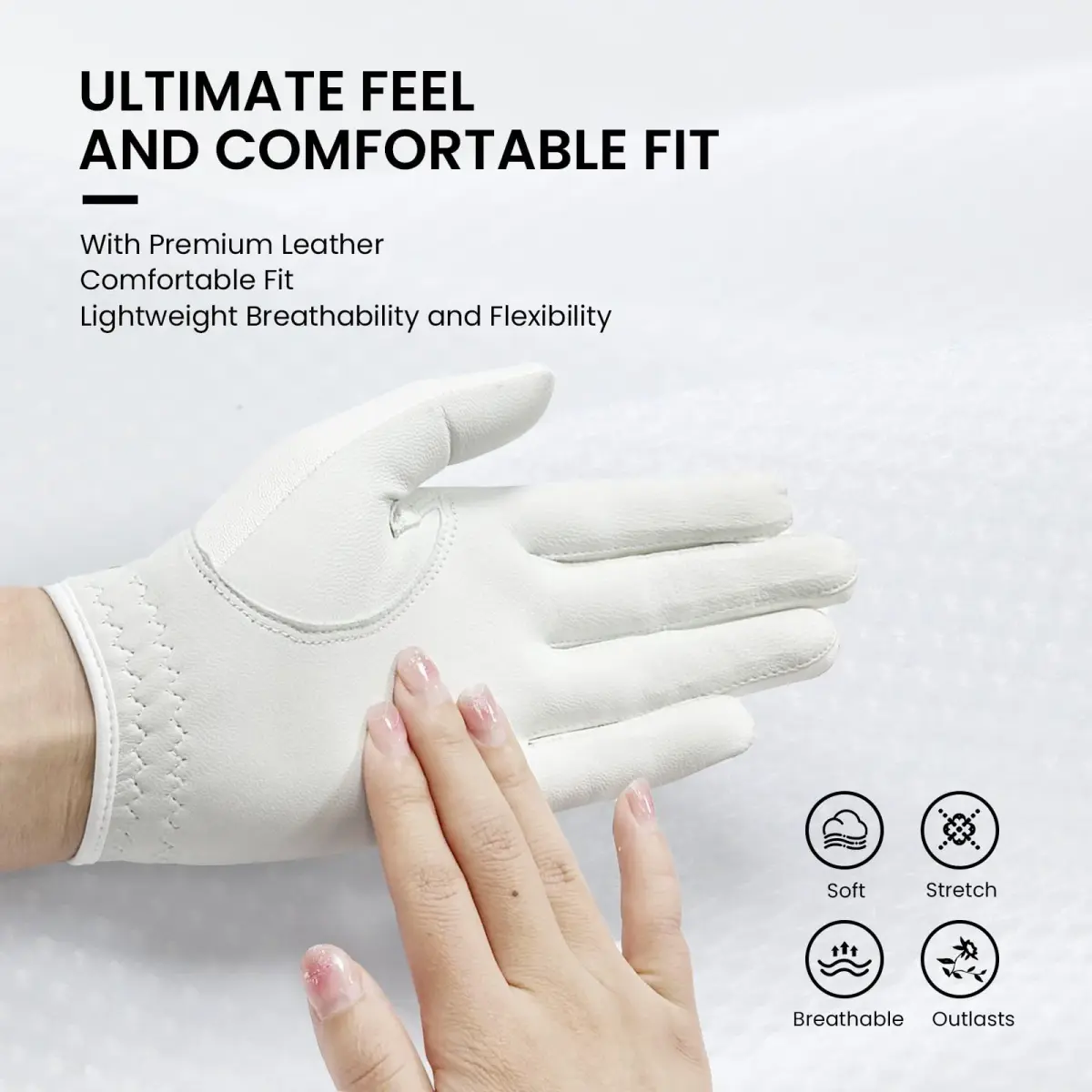 FINGER TEN Women's Leather Golf Gloves with Ball Marker, White&Pink, Small | Enhanced Grip & Comfort for Female Golfers - view 3