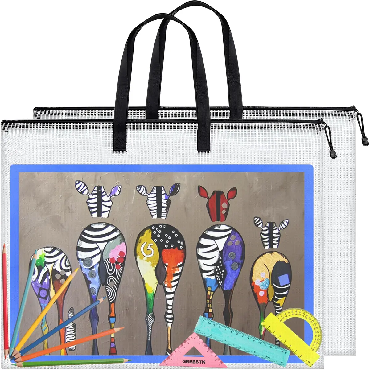 GREBSTK Art Portfolio Bag, 28x20 Inch, 2PCS Clear Poster Storage | Waterproof PVC & Nylon, Large Capacity - main product image