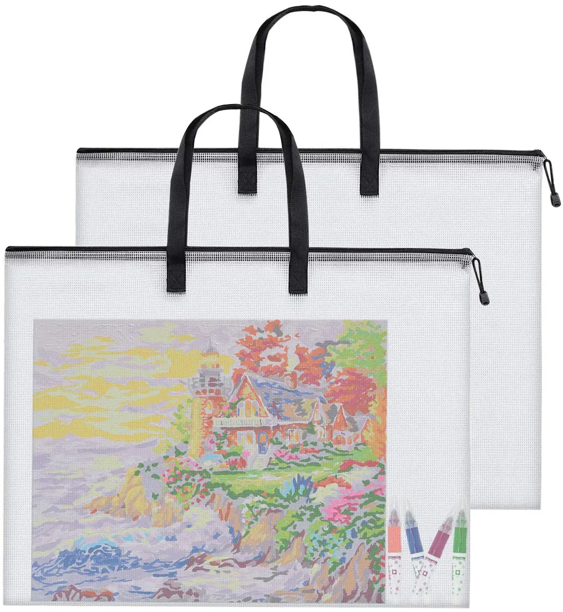 GREBSTK Art Portfolio Bag, 28x20 Inch, 2PCS Clear Poster Storage | Waterproof PVC & Nylon, Large Capacity - view 8