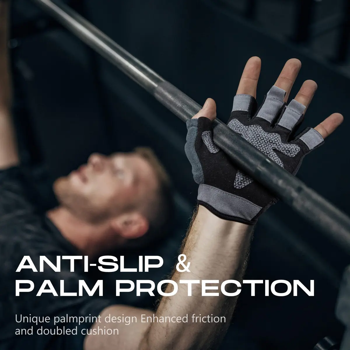 LIFECT Essential Breathable Workout Gloves, Knuckle Weight Lifting Fingerless Gym Exercise Gloves with Curved Open Back, for Powerlifting, Crossfit, Women and Men (Black, X-Large) - view 3
