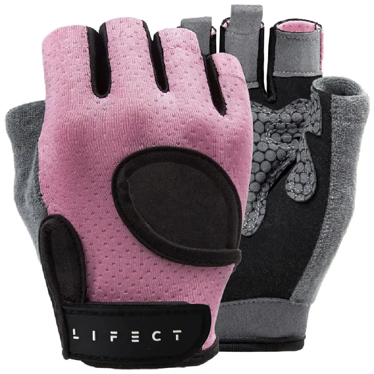 LIFECT Essential Breathable Workout Gloves, Pink, Large | Extra Grip & Adjustable Fit for Powerlifting & Gym - main product image