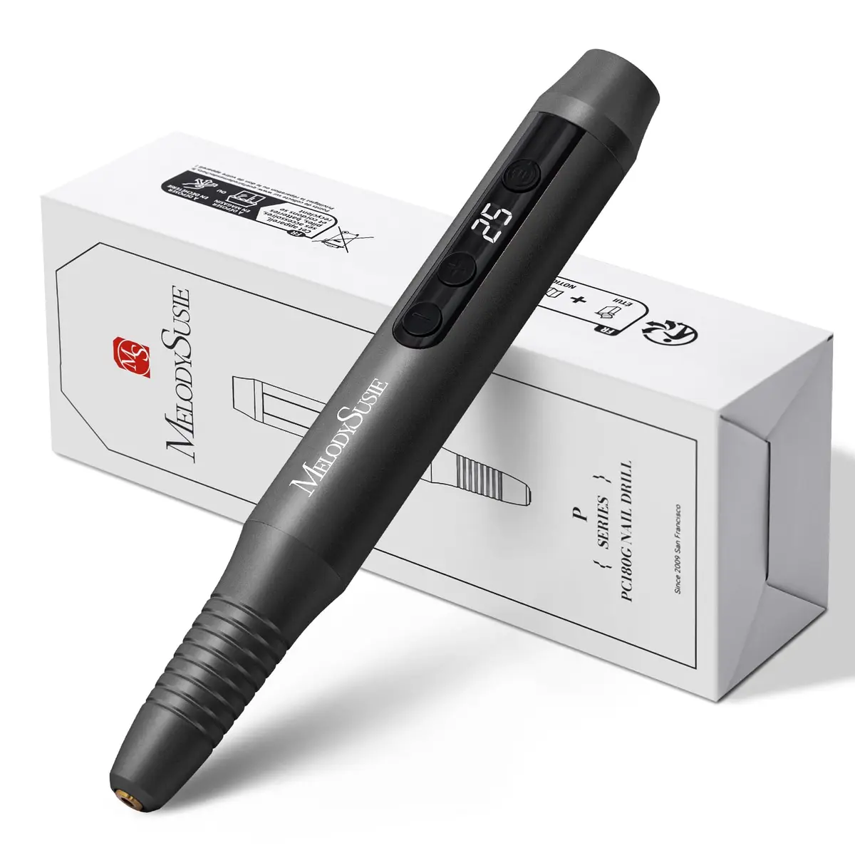 MelodySusie Pen-Shaped Portable Cordless Nail Drill 25000RPM | Rechargeable Electric File with LED Display for Nail Art & Acrylic Gel Removal - main product image