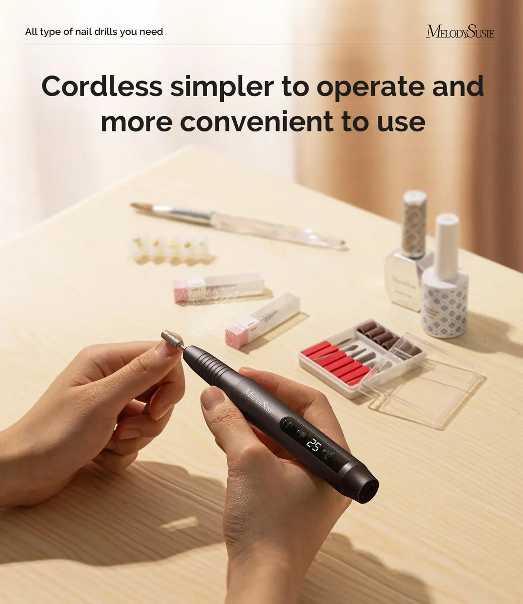 MelodySusie Pen-Shaped Portable Cordless Nail Drill 25000RPM | Rechargeable Electric File with LED Display for Nail Art & Acrylic Gel Removal - view 6