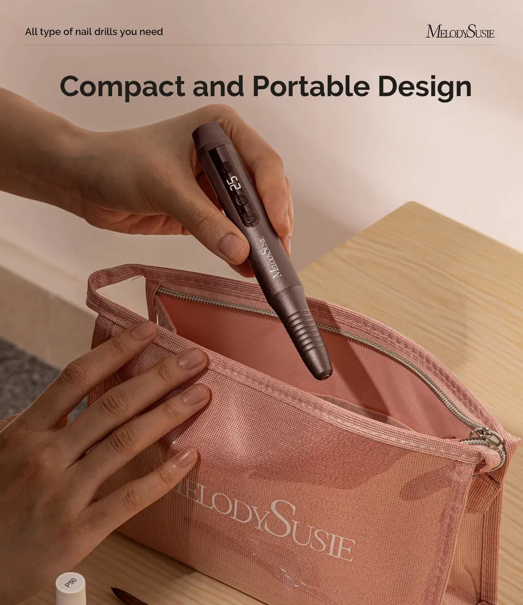 MelodySusie Pen-Shaped Portable Cordless Nail Drill 25000RPM | Rechargeable Electric File with LED Display for Nail Art & Acrylic Gel Removal - view 3