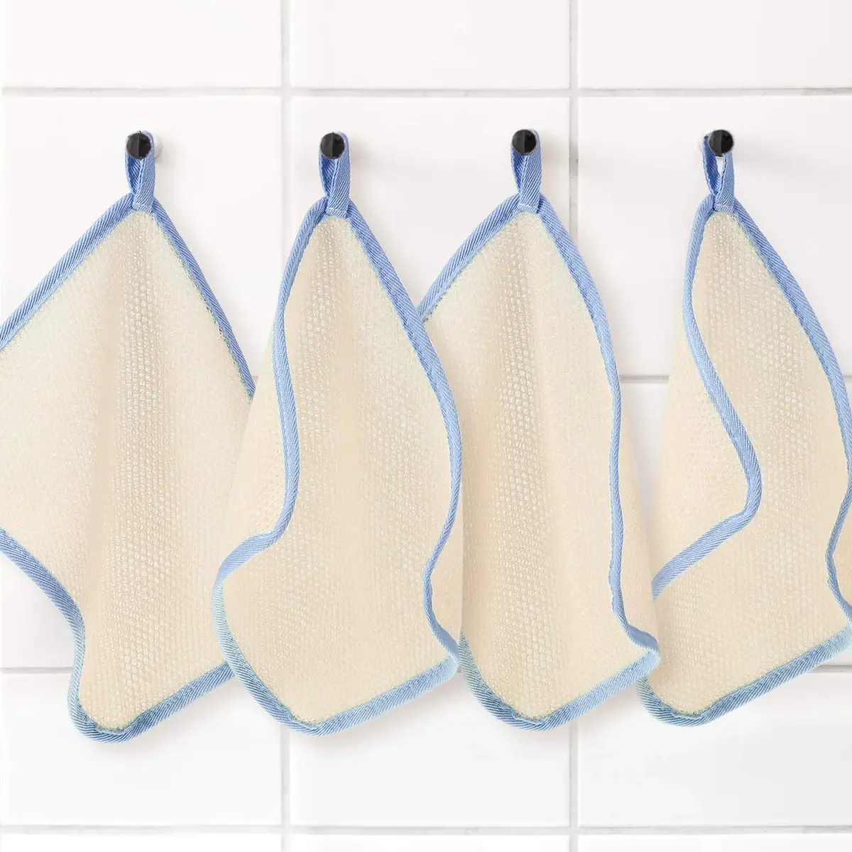 Tatuo 5 Pcs Exfoliating Washcloth Set with Blue Edge | Dual-Sided Scrub & Soft Texture for Face & Body - view 7