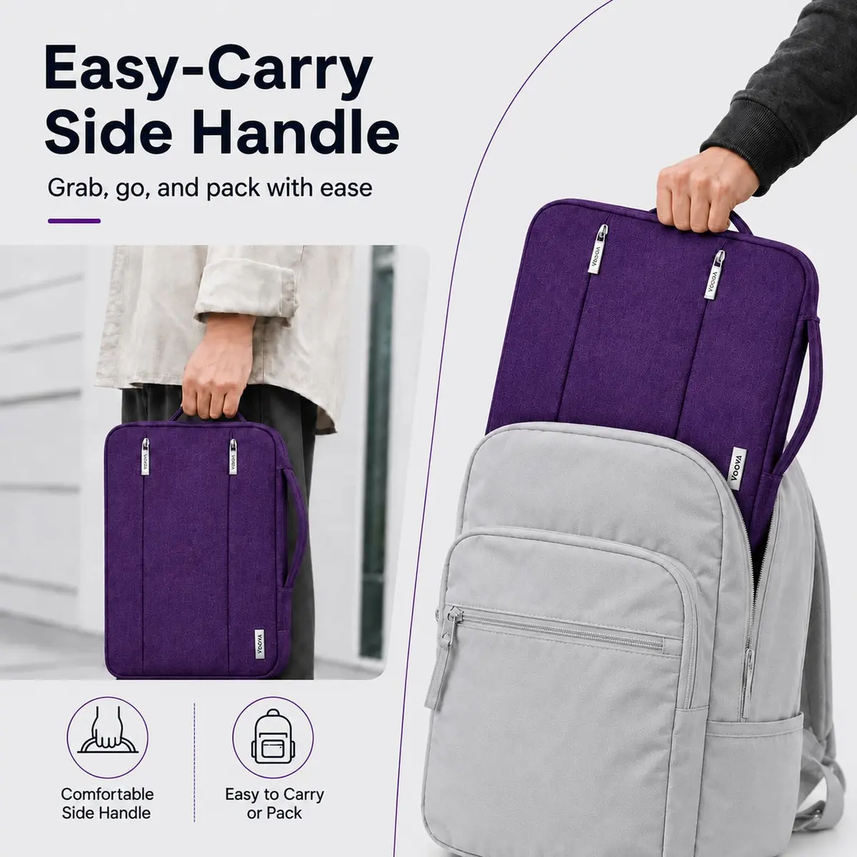 Voova 13.3-13 Inch Laptop Sleeve | Water-Resistant, Slim & Stylish Purple - view 6