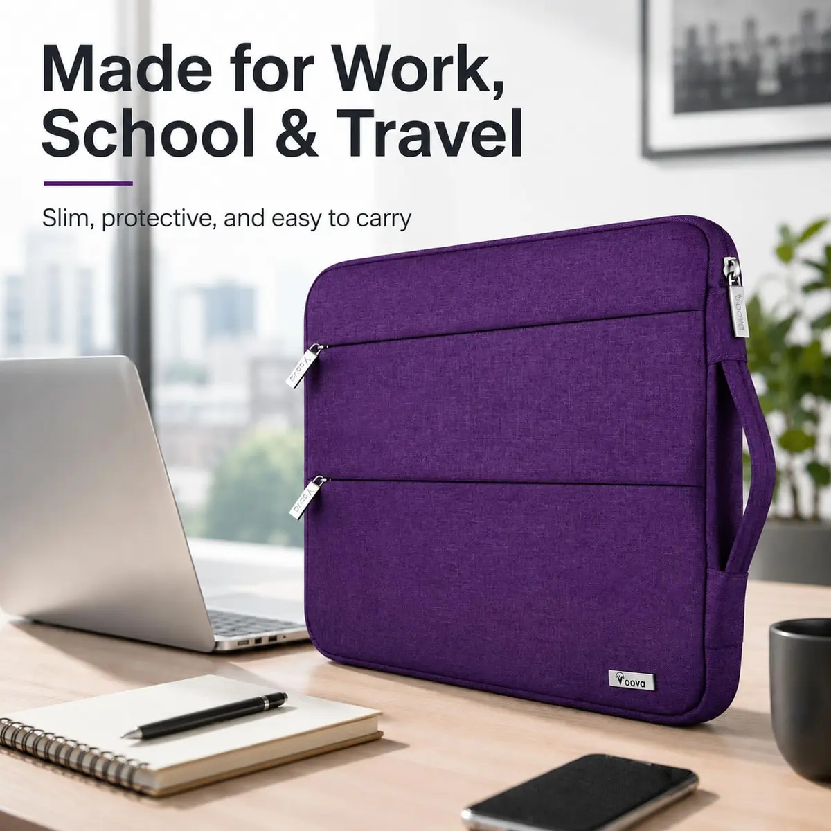 Voova 13.3-13 Inch Laptop Sleeve | Water-Resistant, Slim & Stylish Purple - view 7