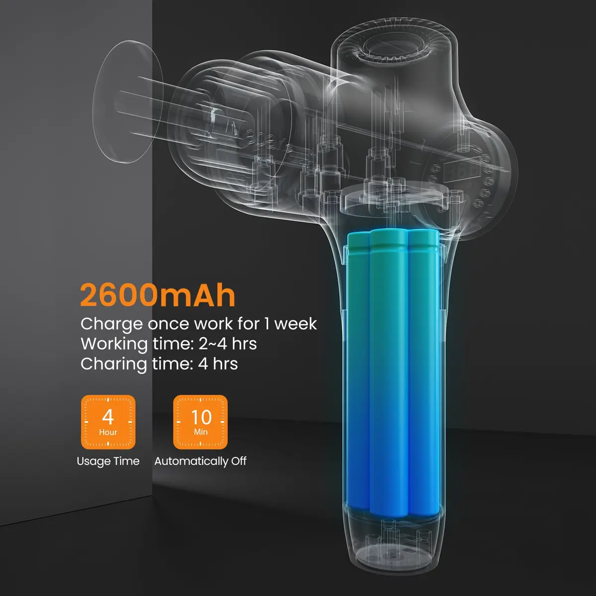 Mebak 3 Deep Tissue Massage Gun with 7 Heads & 5 Speeds | 1.68 lb Lightweight Percussion Massager for Athletes & Pain Relief - view 5