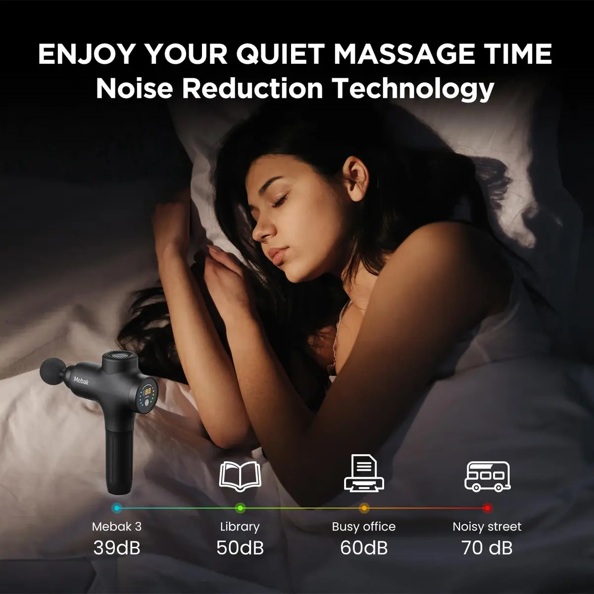 Mebak 3 Deep Tissue Massage Gun with 7 Heads & 5 Speeds | 1.68 lb Lightweight Percussion Massager for Athletes & Pain Relief - view 7