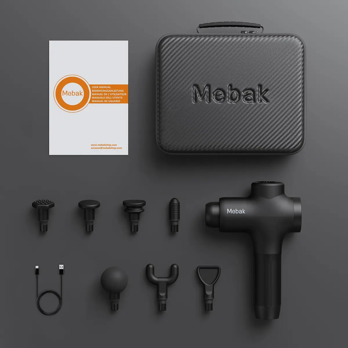 Mebak 3 Deep Tissue Massage Gun with 7 Heads & 5 Speeds | 1.68 lb Lightweight Percussion Massager for Athletes & Pain Relief - view 9