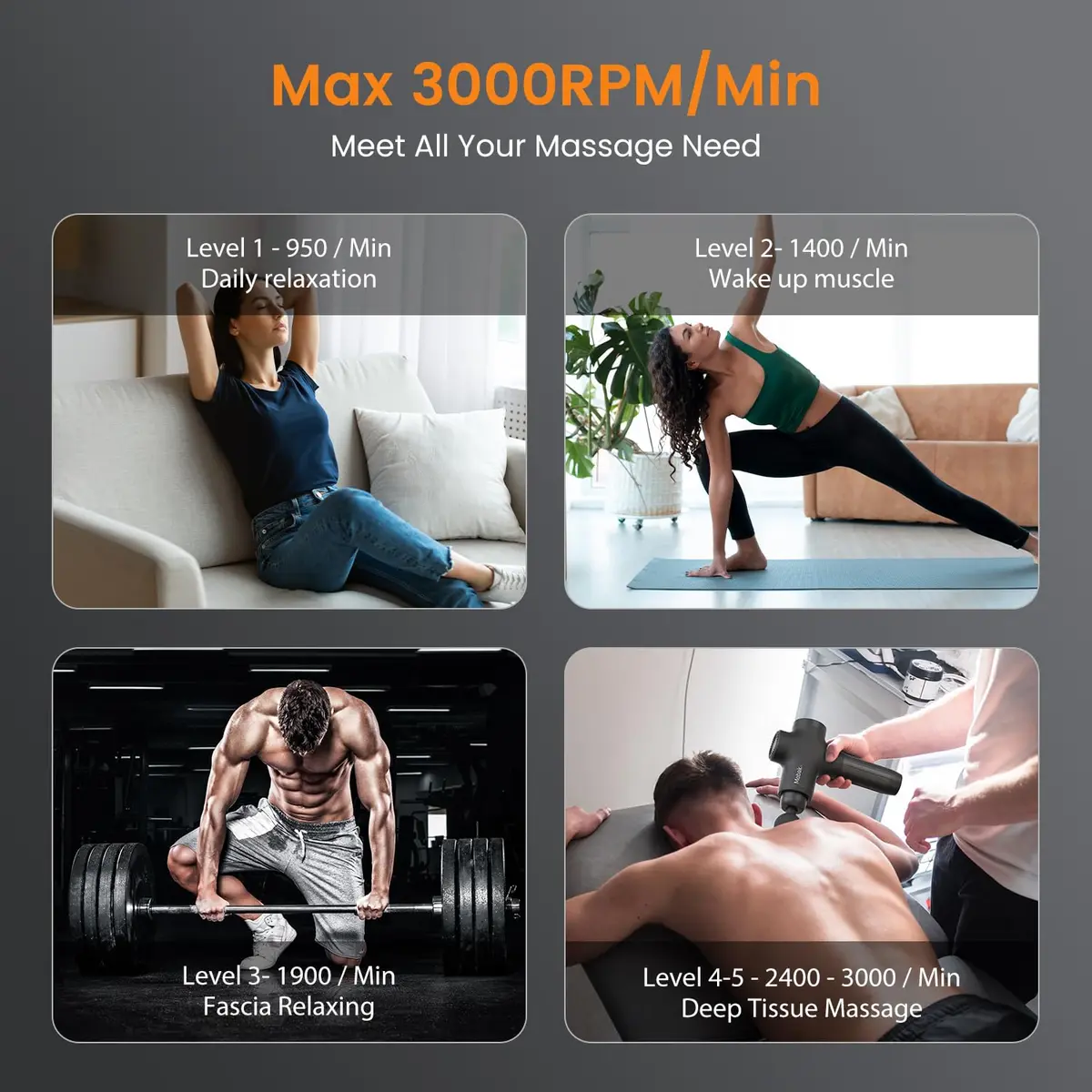 Mebak 3 Deep Tissue Massage Gun with 7 Heads & 5 Speeds | 1.68 lb Lightweight Percussion Massager for Athletes & Pain Relief - view 3