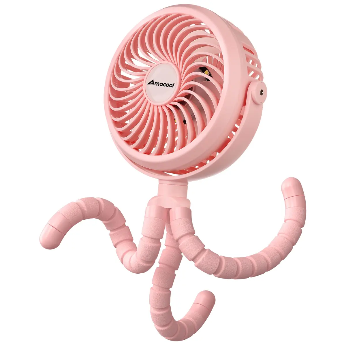 AMACOOL Battery Operated Stroller Fan 2600mAh Pink | Portable Clip On Fan Rechargeable - main product image