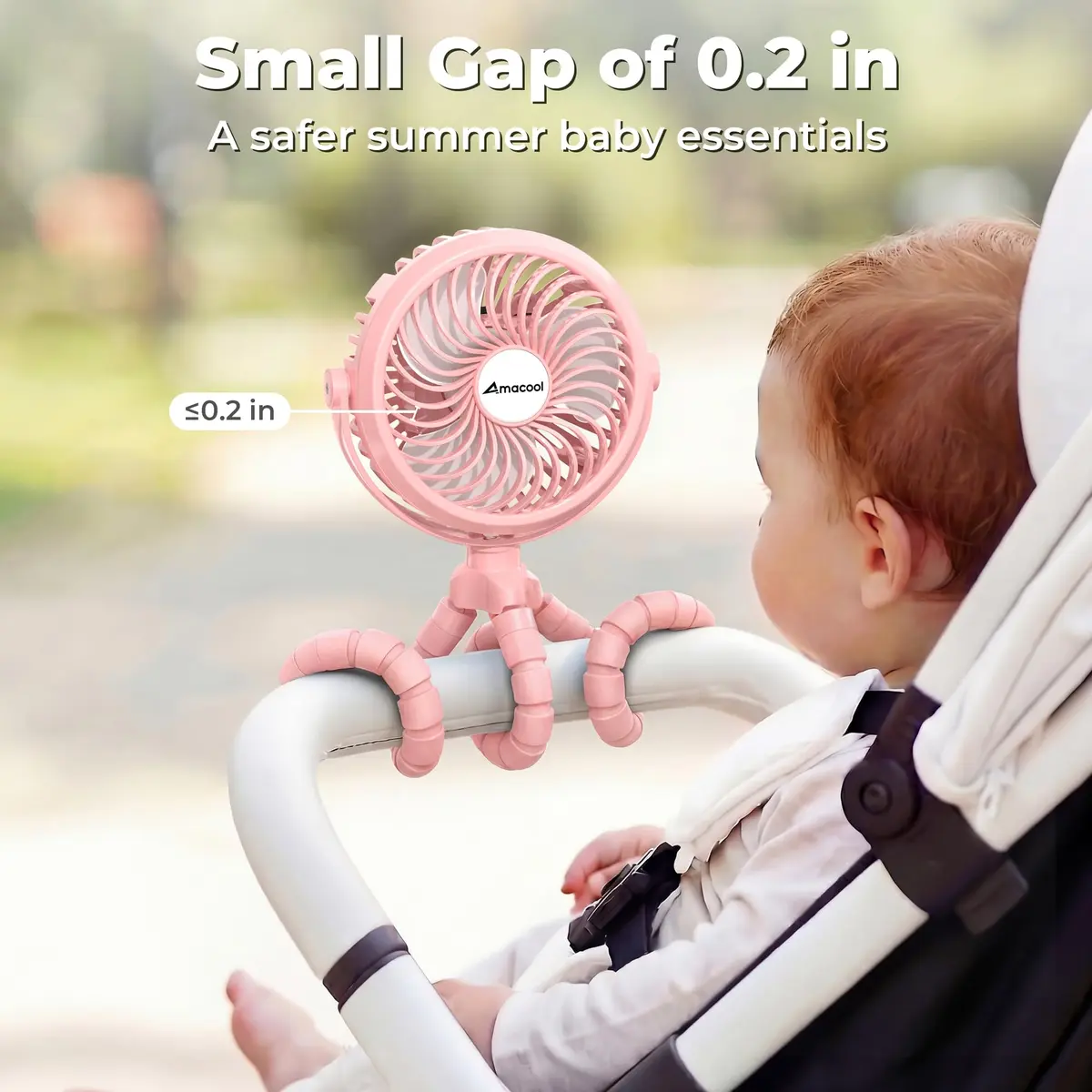 AMACOOL Battery Operated Stroller Fan 2600mAh Pink | Portable Clip On Fan Rechargeable - view 2