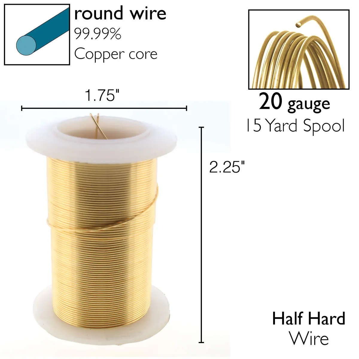 The Beadsmith Copper Jewelry Wire 20 Gauge (0.81 mm) Gold Color, 15 Yd (13.72 m) | Tarnish-Resistant Craft Wire for Jewelry Making - view 4