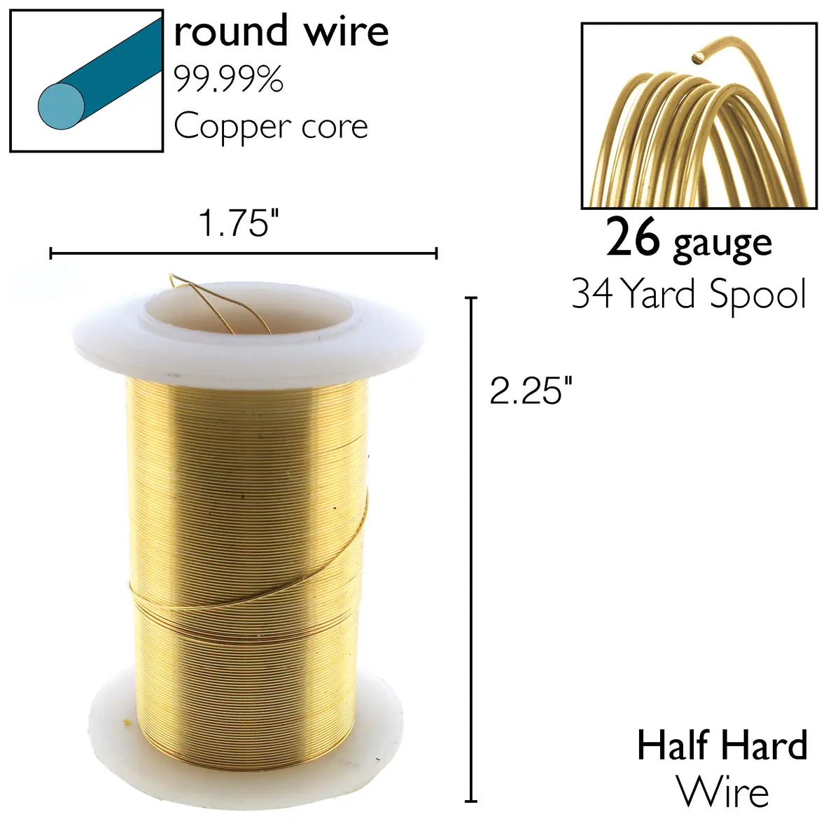 The Beadsmith Copper Jewelry Wire 26 Gauge Gold Color 31.09 meters (34 Yards) | Tarnish-Resistant for Crafts - view 4