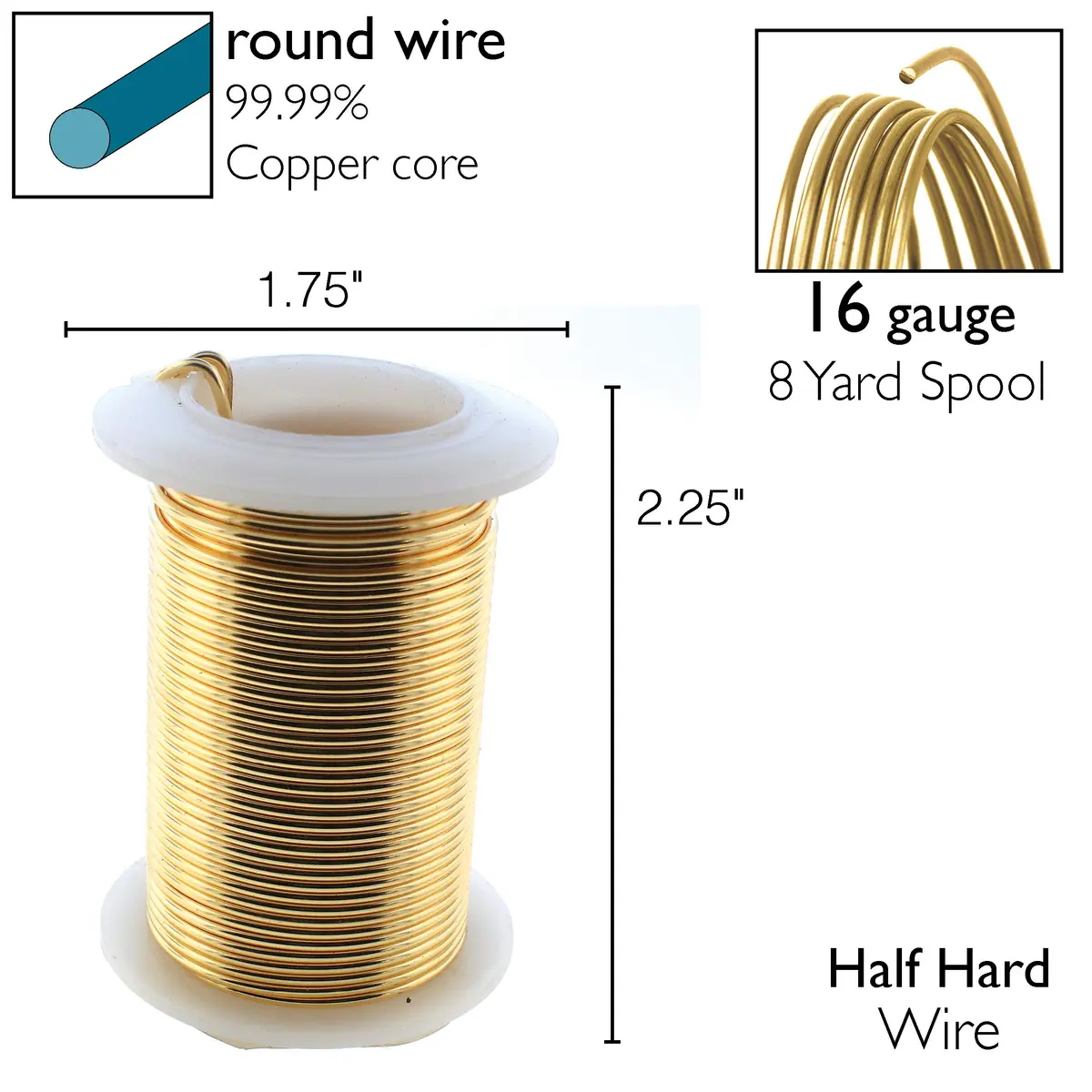 The Beadsmith 16 Gauge Copper Jewelry Wire Gold 8 Yd (7.32 m) | Tarnish-Resistant for Crafts - view 4