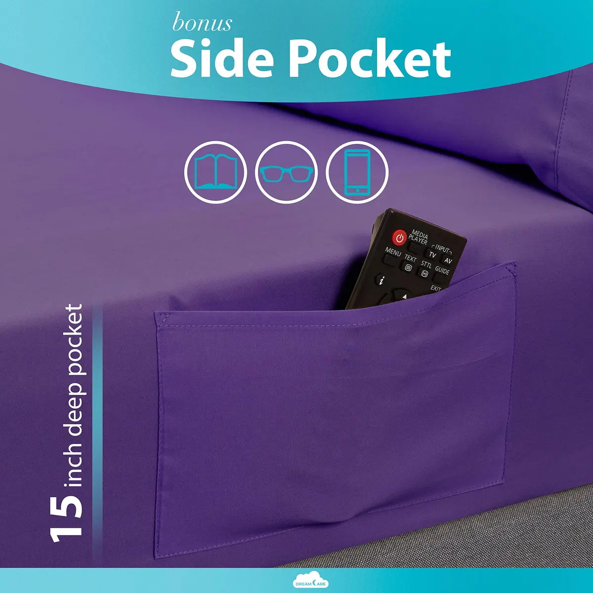 DREAMCARE Fitted Sheet Queen Size Deep Pocket 60 x 80 inches | Wrinkle-Resistant Microfiber, Hotel Luxury (70-120 chars) - view 3