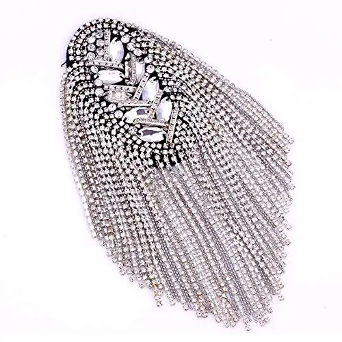 SXMFFHCG Beaded Crystal Shoulder Patches 2 Pieces | Fringe Tassel Epaulets for Clothing & Decor - view 4