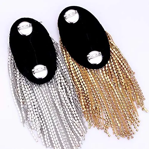 SXMFFHCG Beaded Crystal Shoulder Patches 2 Pieces | Fringe Tassel Epaulets for Clothing & Decor - view 6